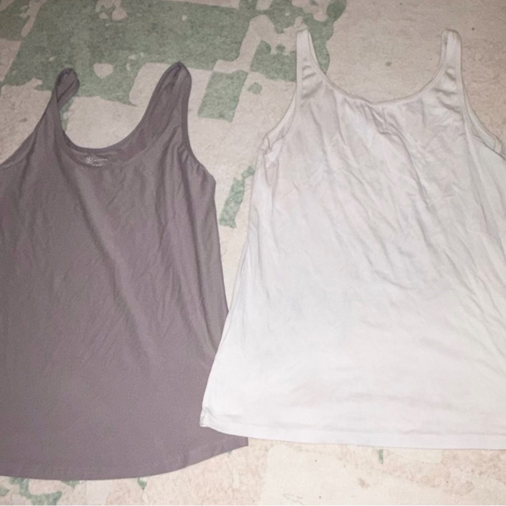 Women's Gray and White Tank Tops